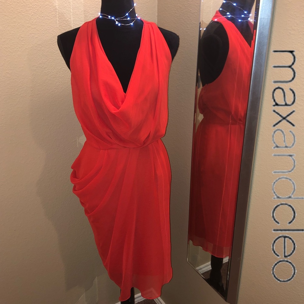 ๐๐MAX & CLEO Cami Halter Chiffon Dress Sz 8 - Picture 5 of 8